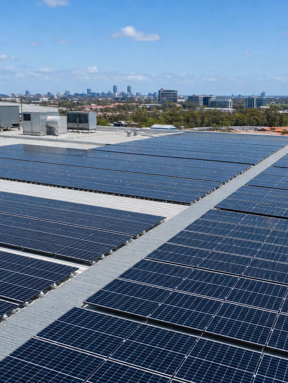 Solar array on a commercial Perth roof