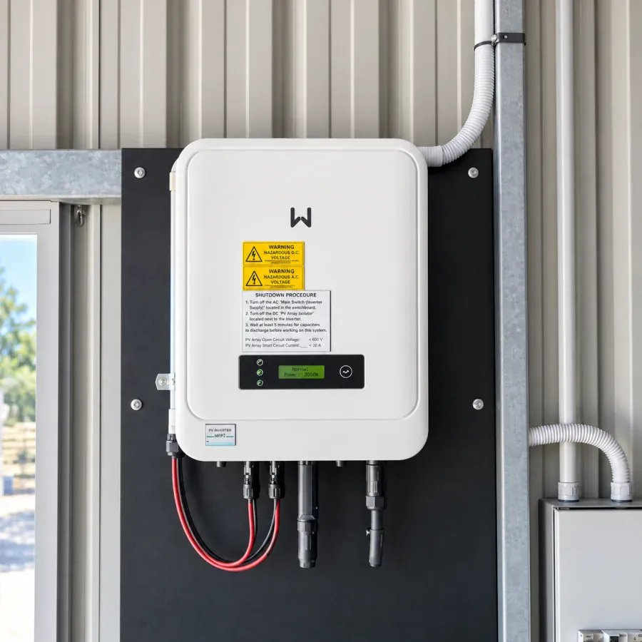 Fronius Primo inverter on a brick wall